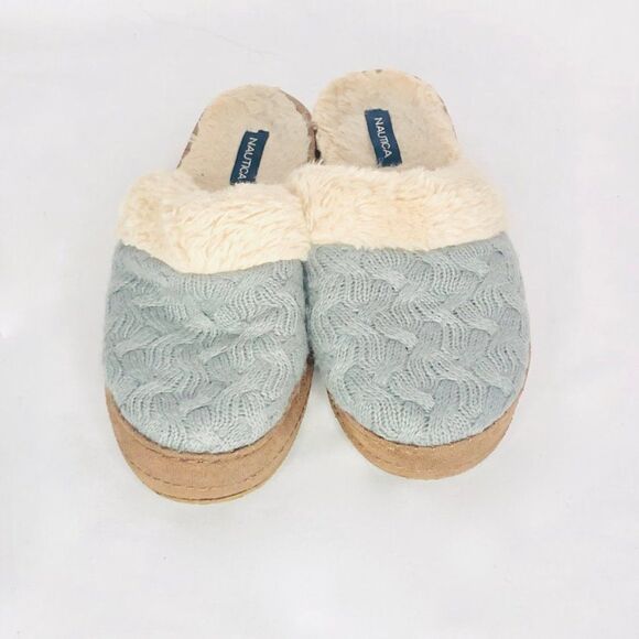 Nautica Claxton Faux Fur Knit Slippers, Large 9/10 - Picture 2 of 5